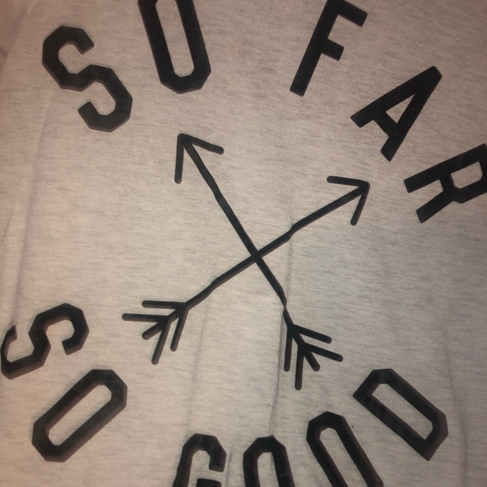 creme tee with felt lettering